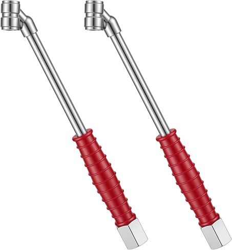 2 Pack 9" Dual Head Air Chuck for Tires, 1/4" Fnpt 2-Way Tire Inflator Chuck, Extended Reach Angled Tire Inflator for Rv, Trailer, Dually Tires, Tight Spaces & Hard to Reach Valve Stems in Saudi Arabia