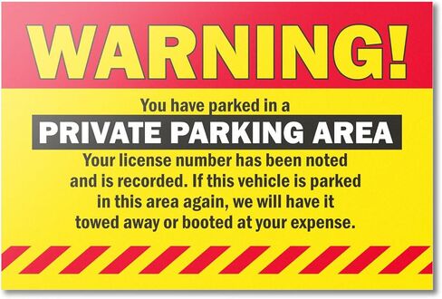 Private Parking Area Warning Labels (9 x 6 inch, Yellow - 300 Labels) Will Be Towed Stickers - You are Parked Illegally Stickers, Parking Notice Tow Away Sign, HOA Notice (Hard to Remove) in Kuwait