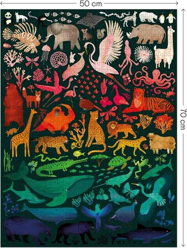 Elena Essex Puzzles for Adults - Rainbow Kingdom | 1000 Piece Puzzle | Jigsaw Puzzles 1000 Pieces | Pride Rainbow Animal Gradient Puzzle | Adult Puzzles Size 20 x 28 inches in Saudi Arabia