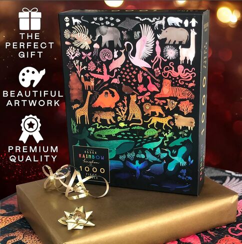 Elena Essex Puzzles for Adults - Rainbow Kingdom | 1000 Piece Puzzle | Jigsaw Puzzles 1000 Pieces | Pride Rainbow Animal Gradient Puzzle | Adult Puzzles Size 20 x 28 inches in Saudi Arabia