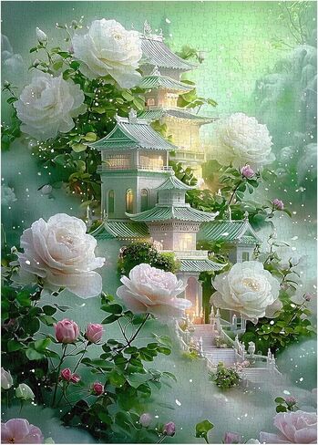 Flowers Puzzles for Adults 1000 Pieces, Rose Flower Jigsaw Puzzles Architecture Landscape, Larkipuzz Nature Garden Theme as House Decor in Kuwait