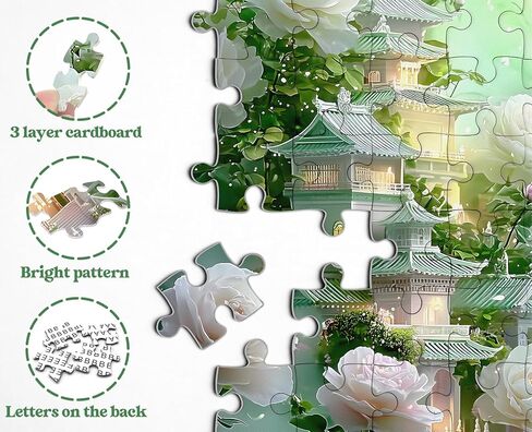 Flowers Puzzles for Adults 1000 Pieces, Rose Flower Jigsaw Puzzles Architecture Landscape, Larkipuzz Nature Garden Theme as House Decor in Kuwait