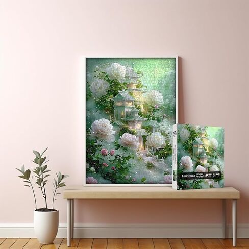 Flowers Puzzles for Adults 1000 Pieces, Rose Flower Jigsaw Puzzles Architecture Landscape, Larkipuzz Nature Garden Theme as House Decor in Kuwait