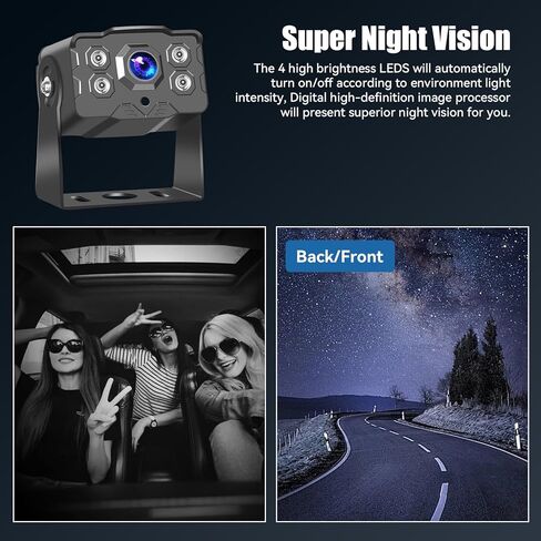 7 Inch AHD Backup Camera for Car Truck SUV, 1080P/720P Rear View Reverse Camera System with IPS Monitor, 49ft Cable, Waterproof, Night Vision, Adjustable Parking Lines, Plug and Play Installation in Kuwait