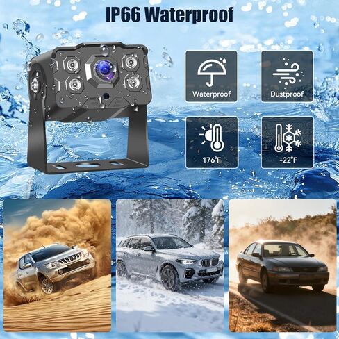 7 Inch AHD Backup Camera for Car Truck SUV, 1080P/720P Rear View Reverse Camera System with IPS Monitor, 49ft Cable, Waterproof, Night Vision, Adjustable Parking Lines, Plug and Play Installation in Kuwait