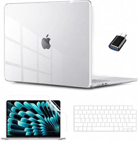 Compatible with MacBook Air 13 inch Case M5 2026-2022 M4 M3 M2 Chip A3449 A3240 A3113 A2681, Crystal Clear Hard Shell & Keyboard Cover & Screen Protector & Type-C for MacBook Air 13.6, Transparent in Saudi Arabia