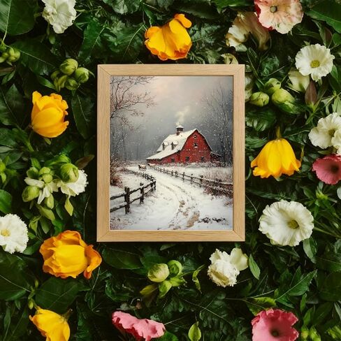 AUKVLZS Winter Farm Scene Paint by Numbers Kit for Adults, Modern Aesthetic Paint by Number on Canvas, Abstract Art Digital Oil Painting Kits Suitable for Home Wall Decoration Gift 16"x 20" in Saudi Arabia