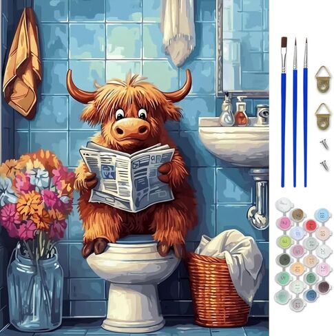 CEOVR Highlandcow Paint by Numbers Kit for Adults, Funny Cow Paint by Number Kits on Canvas for Beginner, Adult Crafts Kits Wall Art Decor for Home Office 16x20In/40×50cm,No Frame in Kuwait