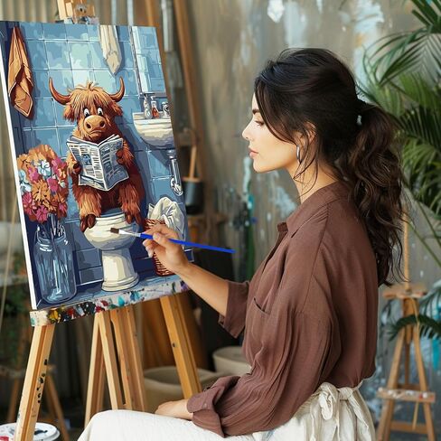 CEOVR Highlandcow Paint by Numbers Kit for Adults, Funny Cow Paint by Number Kits on Canvas for Beginner, Adult Crafts Kits Wall Art Decor for Home Office 16x20In/40×50cm,No Frame in Kuwait
