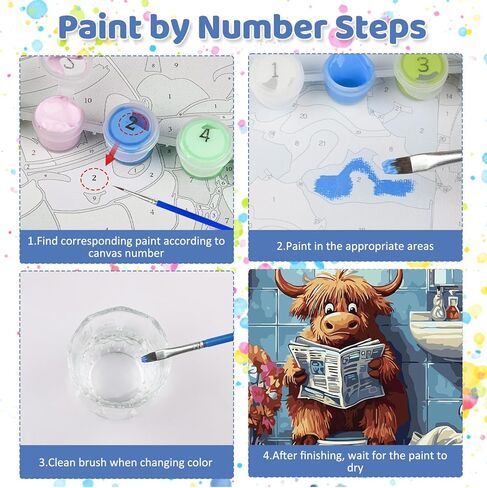 CEOVR Highlandcow Paint by Numbers Kit for Adults, Funny Cow Paint by Number Kits on Canvas for Beginner, Adult Crafts Kits Wall Art Decor for Home Office 16x20In/40×50cm,No Frame in Kuwait