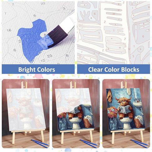 CEOVR Highlandcow Paint by Numbers Kit for Adults, Funny Cow Paint by Number Kits on Canvas for Beginner, Adult Crafts Kits Wall Art Decor for Home Office 16x20In/40×50cm,No Frame in Kuwait