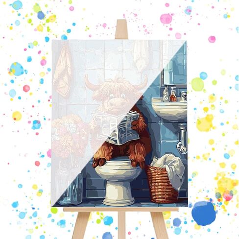 CEOVR Highlandcow Paint by Numbers Kit for Adults, Funny Cow Paint by Number Kits on Canvas for Beginner, Adult Crafts Kits Wall Art Decor for Home Office 16x20In/40×50cm,No Frame in Kuwait