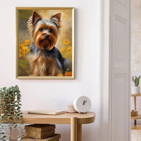 VNUIEHG DIY Paint by Number for Adults, Yorkshire Terrier Dog and Flowers Paint by Number Set with Professional Brushes, 40x50cm, No Frame in Saudi Arabia