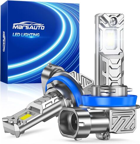 Marsauto M1C H11 Bulbs, 30000LM 6500K Cool White, Compatible with H8/H9/H16, Fanless Passive Cooling, Ultra Quiet Plug and Play Fog Light, Pack of 2 in Saudi Arabia