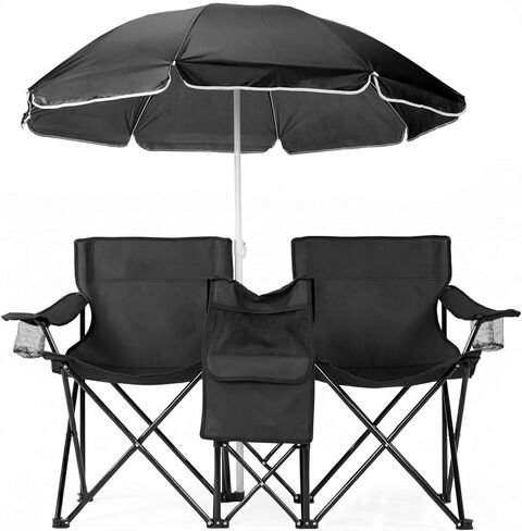 Outvita Folding Double Camping Chair w/Umbrella, Cooler for Beach Patio L in Kuwait