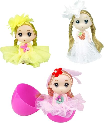 JIABNUKKN Easter Basket Stuffers Eggs Filled 6 Pack Large Eggs with Cute Dolls Inside, Easter Gifts Colorful Easter Egg Stuffers for Toddlers Kids EasterToys in Kuwait