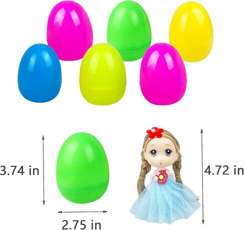 JIABNUKKN Easter Basket Stuffers Eggs Filled 6 Pack Large Eggs with Cute Dolls Inside, Easter Gifts Colorful Easter Egg Stuffers for Toddlers Kids EasterToys in Kuwait