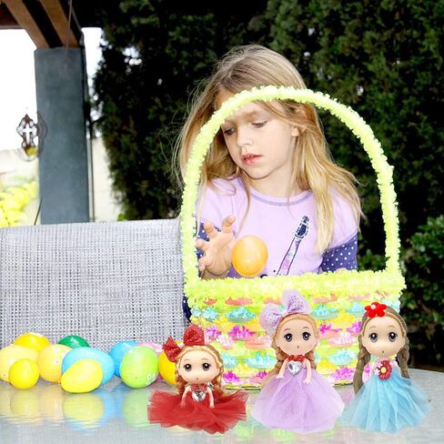 JIABNUKKN Easter Basket Stuffers Eggs Filled 6 Pack Large Eggs with Cute Dolls Inside, Easter Gifts Colorful Easter Egg Stuffers for Toddlers Kids EasterToys in Kuwait