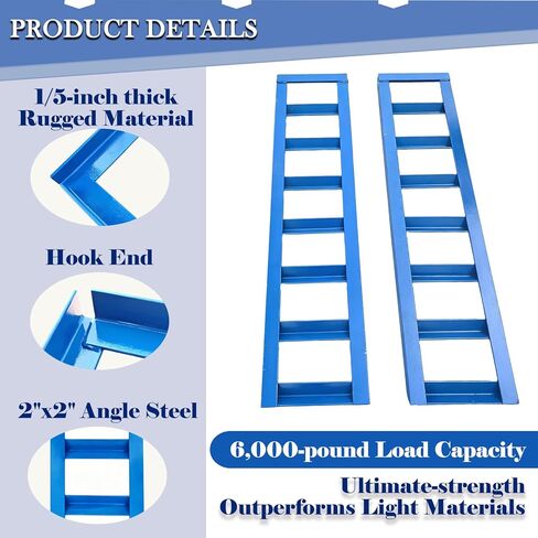48" x 12.5" Trailer Ramps, 6000Lbs Capacity, Universal Steel Loading Ramp for Motorcycle, Tractor, ATV/UTV, Trucks, Lawn Mower Heavy Duty Vehicle Ramp Pair（2-Pack, Blue in Saudi Arabia