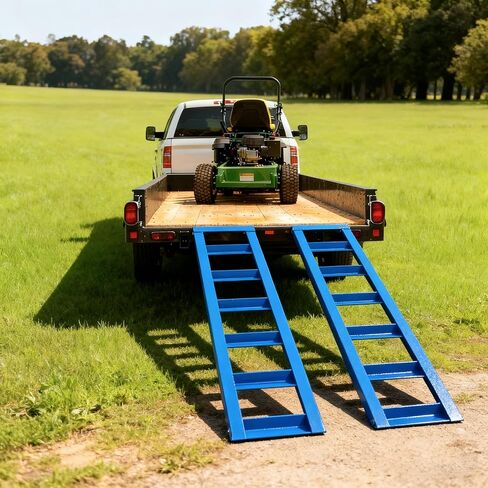 48" x 12.5" Trailer Ramps, 6000Lbs Capacity, Universal Steel Loading Ramp for Motorcycle, Tractor, ATV/UTV, Trucks, Lawn Mower Heavy Duty Vehicle Ramp Pair（2-Pack, Blue in Saudi Arabia