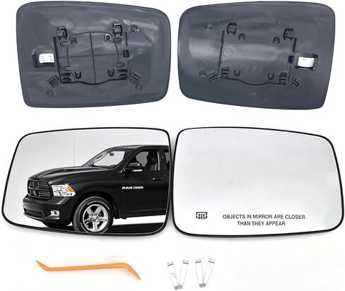 Driver Left+ Passenger Right Side Heated Mirror Glass Compatible with 2009-2018 Dodge Ram 1500 2500, for Ram 1500 2500 2011-2018 68079363AA, 68079362AA (Not Fits for Towing Mirror) in Kuwait