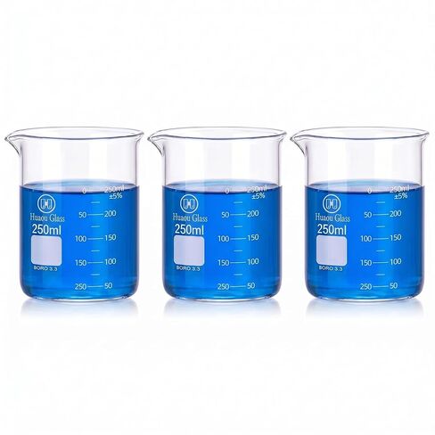 Glass Beakers Set, 50ml 100ml 250ml Lab Glassware Beaker with Double Scale, Low Form 3.3 Boro Science Chemistry Measuring Beakers (3pcs) in Saudi Arabia