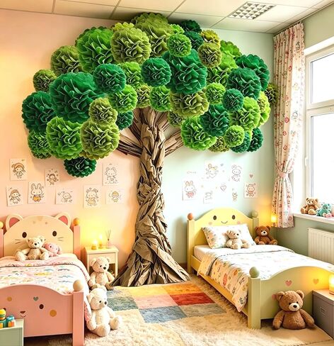36 قطعة لوحة إعلانات شجرة الفصل الدراسي مجموعة DIY شجرة من الورق المقوى ثلاثية الأبعاد مع ورق بوم بومس كرافت كرافت لوحة إعلانات جدار للمدرسة الابتدائية المعلم السبورة التعليمية ديكور فئة الترحيب in Kuwait