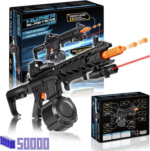 HyperBlasters M4 Wasp Gel Ball Blaster with 1000 Round Capacity Ammo Drum – Splatter Ball Blaster Includes 50,000 Planet Friendly and No- Stain Water Beads- Fun and Exciting Electric Orby Blaster in Saudi Arabia