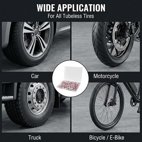 68PCS Tire Repair Rubber Nail Kit, Vacuum Tire Repair Kits Spiral Rubber Screws, Self-Service Tire Quick Repairs Tool for Car Truck Motorcycle Bike, Including screwdriver, Handle tool, Rubber strip in Saudi Arabia