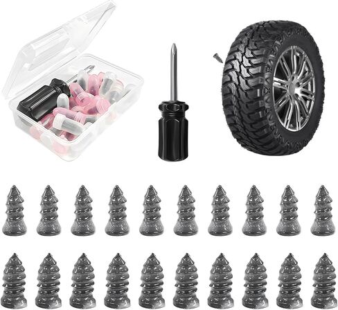 Sun Walker Tire Repair Rubber Nails, Self-Service Vacuum Rubber Screw Plugs Tyre Puncture Nail Set, Quick Puncture Spiral Nails Tire Repair Tool Kit for Car Truck Motorcycle (60PCS) in Kuwait