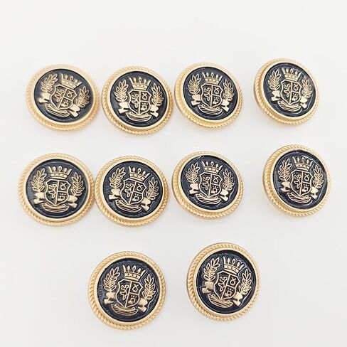 25mm Gold Crown & Wheat British Buttons - Vintage Metal Shank Buttons for Uniform Blazers, Trench Coats & School Jackets (10pcs) in Saudi Arabia