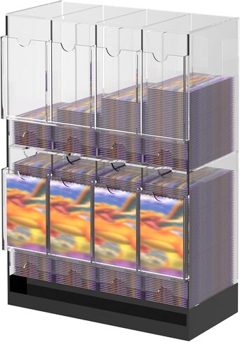 8-Slot Clear Acrylic Booster Pack Dispenser, Card Organizer with Black Base, Fits 280+ Booster Packs, 4mm Thick Display Holders for Sports, Trading Collector Cards in Saudi Arabia
