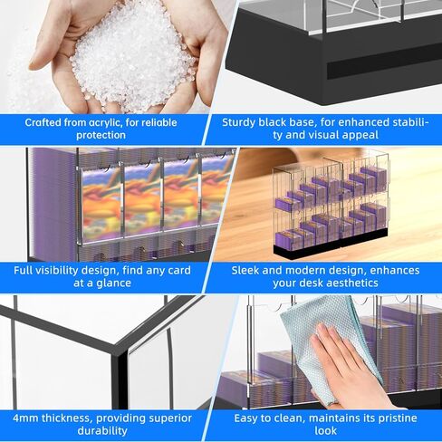 8-Slot Clear Acrylic Booster Pack Dispenser, Card Organizer with Black Base, Fits 280+ Booster Packs, 4mm Thick Display Holders for Sports, Trading Collector Cards in Saudi Arabia