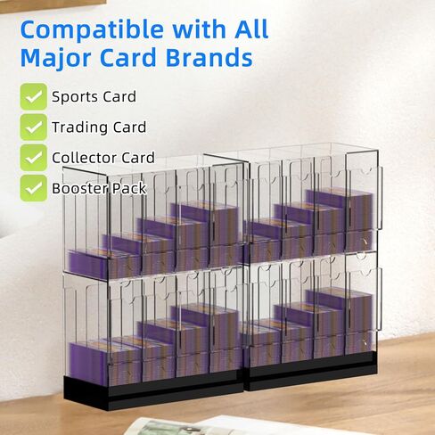 8-Slot Clear Acrylic Booster Pack Dispenser, Card Organizer with Black Base, Fits 280+ Booster Packs, 4mm Thick Display Holders for Sports, Trading Collector Cards in Saudi Arabia