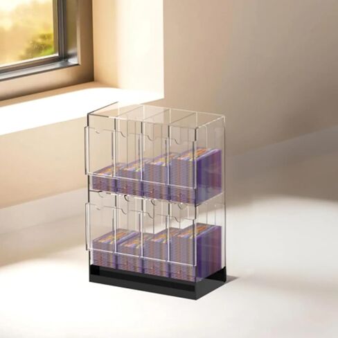 8-Slot Clear Acrylic Booster Pack Dispenser, Card Organizer with Black Base, Fits 280+ Booster Packs, 4mm Thick Display Holders for Sports, Trading Collector Cards in Saudi Arabia