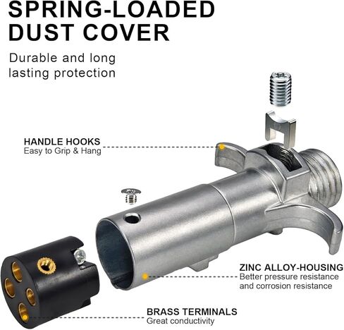 4 Pin Round Trailer Wiring Connector, Heavy Duty Zinc Alloy 4 Way Trailer Plug with Premium Copper Terminals for RV, Boat & Utility Trailers in Saudi Arabia