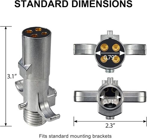 4 Pin Round Trailer Wiring Connector, Heavy Duty Zinc Alloy 4 Way Trailer Plug with Premium Copper Terminals for RV, Boat & Utility Trailers in Saudi Arabia