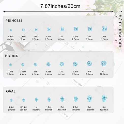 3pcs Diamond Sizer Shape Guide Size Kit Ring Sizer Measuring Tool Engagement Diamond Carat Chart Comparison Tool Bead Measuring Ruler Clear Circle Template for Round Oval Transparent in Saudi Arabia