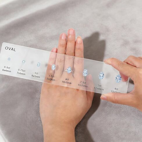3pcs Diamond Sizer Shape Guide Size Kit Ring Sizer Measuring Tool Engagement Diamond Carat Chart Comparison Tool Bead Measuring Ruler Clear Circle Template for Round Oval Transparent in Saudi Arabia