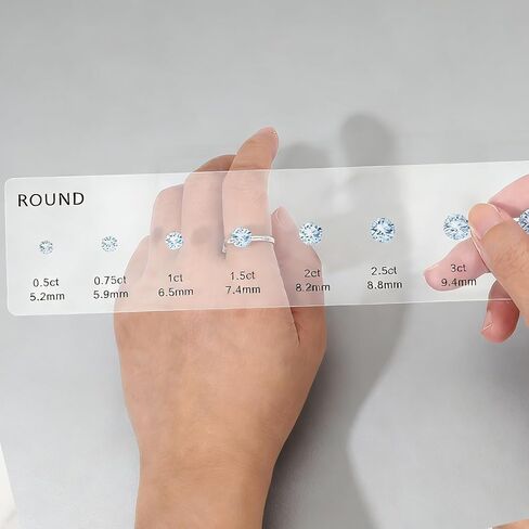 3pcs Diamond Sizer Shape Guide Size Kit Ring Sizer Measuring Tool Engagement Diamond Carat Chart Comparison Tool Bead Measuring Ruler Clear Circle Template for Round Oval Transparent in Saudi Arabia