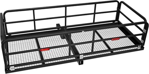 60" x 26" x 13.8" Folding Hitch Cargo Carrier, 750 lbs Capacity Heavy-Duty Trailer Hitch Cargo Basket, Cargo Carrier Hitch Mount for Car SUV Truck, Fits 2" Receiver in Kuwait