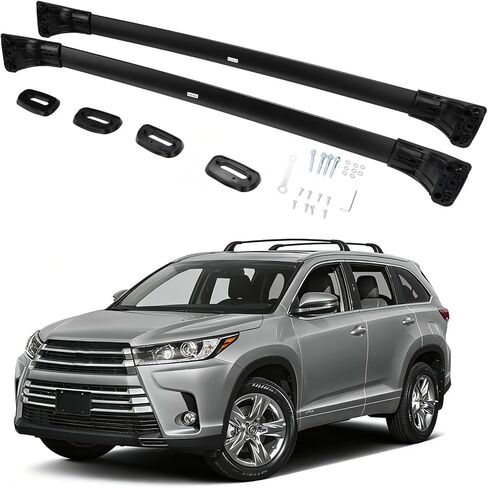2 PCS Roof Rack Cross Bars Compatible with 2014-2019 Highlander (XLE & Limited), 165LBS Capacity, Heavy Duty Aluminum Cross Bar for Canoe Kayak Bicycle Skis in Kuwait