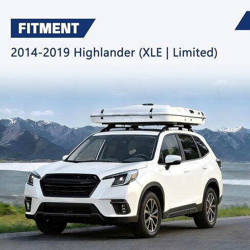 2 PCS Roof Rack Cross Bars Compatible with 2014-2019 Highlander (XLE & Limited), 165LBS Capacity, Heavy Duty Aluminum Cross Bar for Canoe Kayak Bicycle Skis in Kuwait