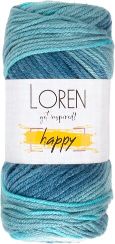 Loren Happy Knitting Yarn, 100% Acrylic, 3.5 Oz (100 g) / 185 Yrds (170 m), Variegated Colors for Knitting, Crocheting Yarn, 1-Pack - RH005 in Saudi Arabia