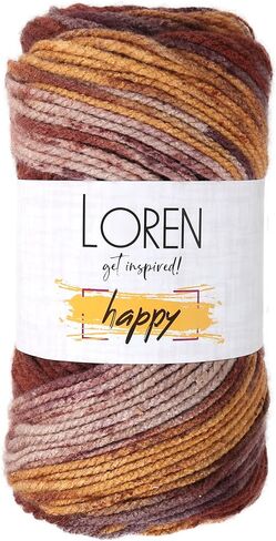 Loren Happy Knitting Yarn, 100% Acrylic, 3.5 Oz (100 g) / 185 Yrds (170 m), Variegated Colors for Knitting, Crocheting Yarn, 1-Pack - RH005 in Saudi Arabia