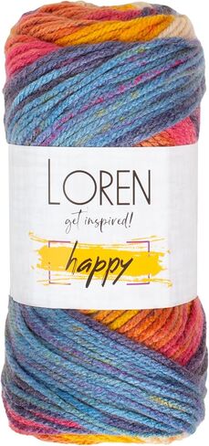 Loren Happy Knitting Yarn, 100% Acrylic, 3.5 Oz (100 g) / 185 Yrds (170 m), Variegated Colors for Knitting, Crocheting Yarn, 1-Pack - RH005 in Saudi Arabia