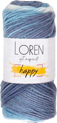 Loren Happy Knitting Yarn, 100% Acrylic, 3.5 Oz (100 g) / 185 Yrds (170 m), Variegated Colors for Knitting, Crocheting Yarn, 1-Pack - RH005 in Saudi Arabia