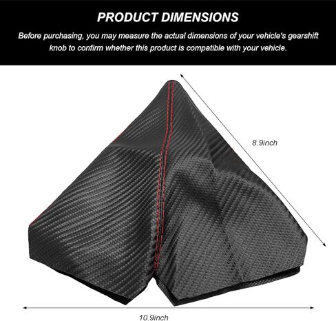 Dustproof Car Shift Knob Cover, Leather Auto Gear Shifter Protective Sleeve Gaiter Interior Decor, Shift Boot Dust Cover for Most Manual Transmission Vehicle (Silver & Carbon Fiber & Red) in Kuwait