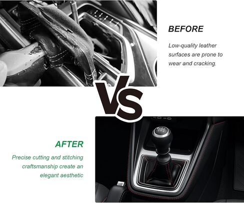 Dustproof Car Shift Knob Cover, Leather Auto Gear Shifter Protective Sleeve Gaiter Interior Decor, Shift Boot Dust Cover for Most Manual Transmission Vehicle (Silver & Carbon Fiber & Red) in Kuwait