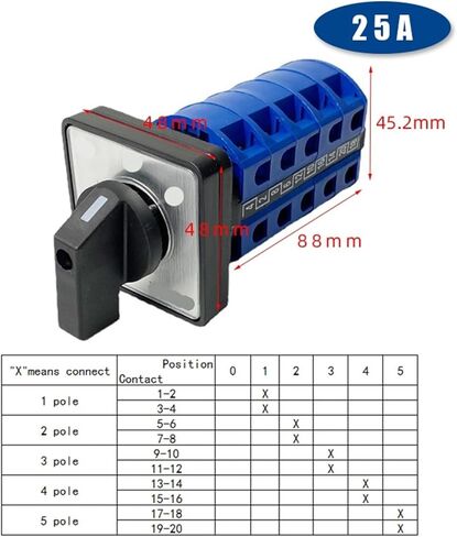 3 Position 5 Poles Levels 25A 690V Changeover Rotary Cam Rotary Switch Silver Contact Control Motor Interruptor LW26-25/5(012345) in Kuwait